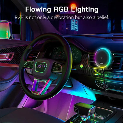 RGB Magnetic Car Phone Holder Qi 15W Wireless Charger