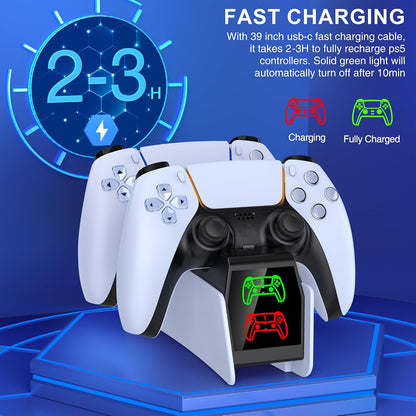 PS5 Controller Charger - 2H Fast PS5 Charging Dock for Play-Station Dual-Sense & Edge Controller, Upgrade PS5 Charging Station with LED Charging Indicate/Usb C Cable