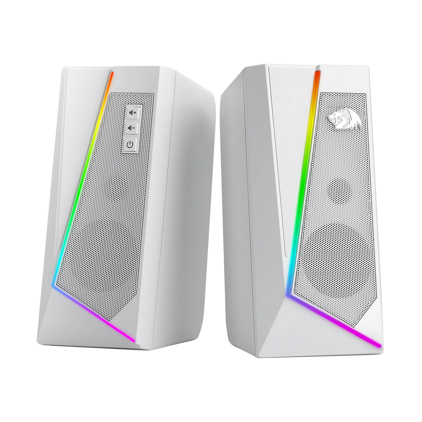 GS520 RGB Desktop Speakers, 2.0 Channel PC Stereo Speaker with 6 Colorful LED Modes, Enhanced Sound, White/Pink
