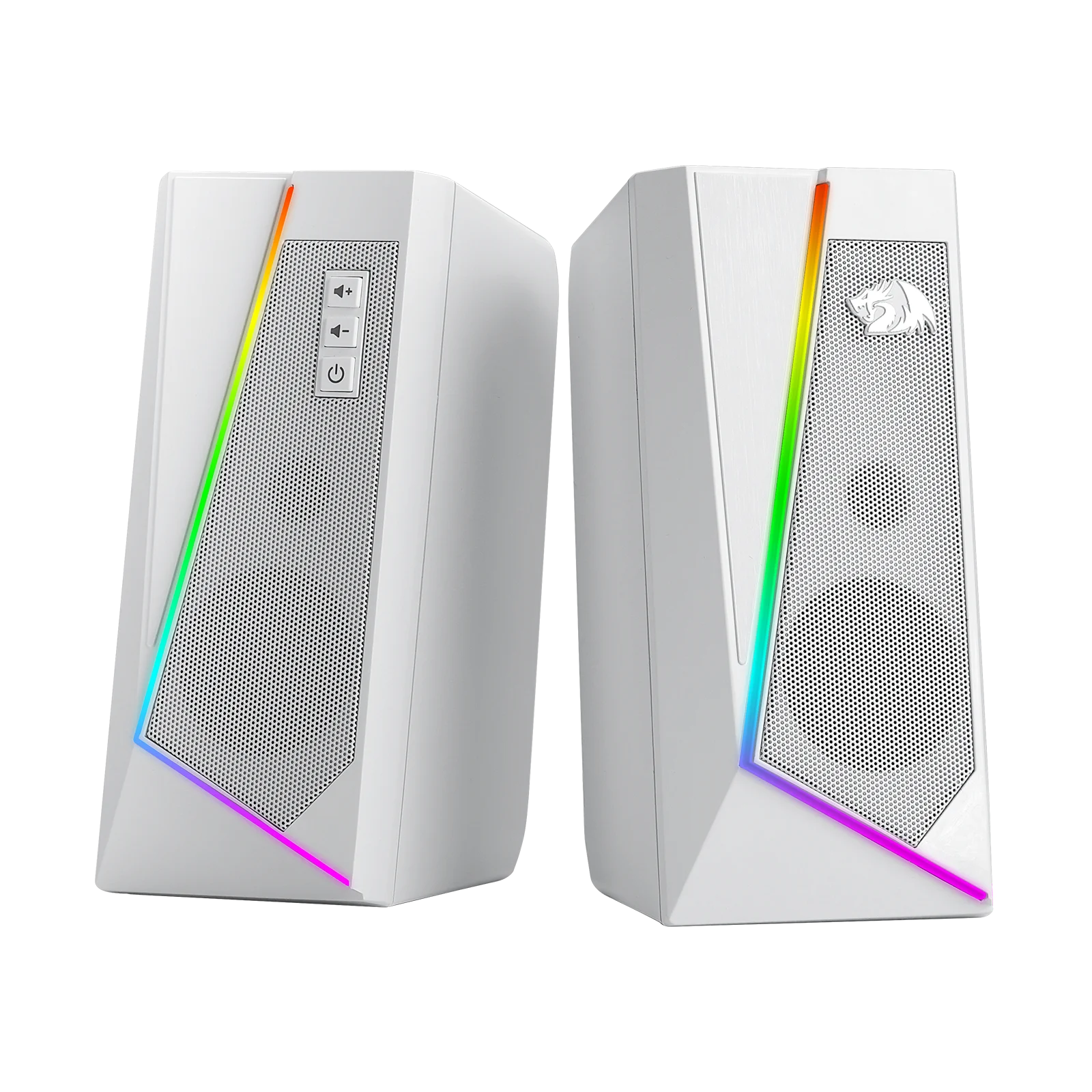 GS520 RGB Desktop Speakers, 2.0 Channel PC Stereo Speaker with 6 Colorful LED Modes, Enhanced Sound, White/Pink