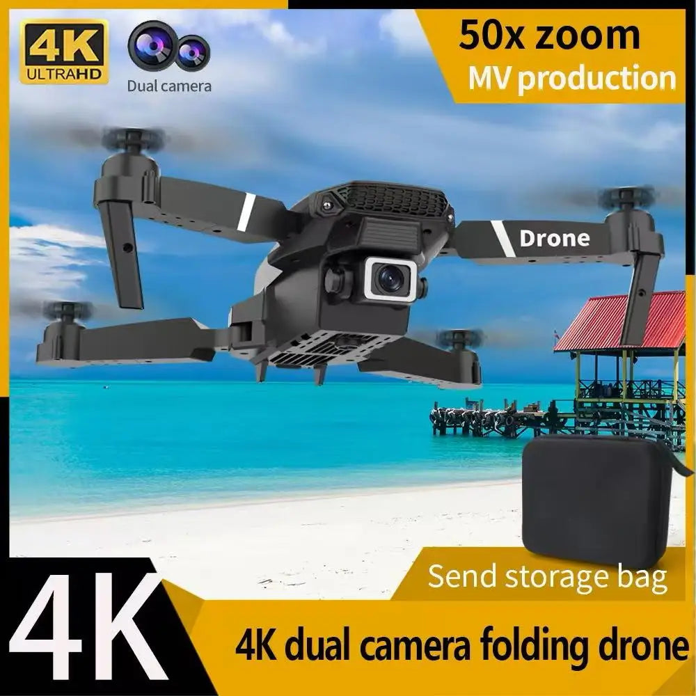 Professional Drone E88 4K Wide-Angle HD Camera Wifi Fpv Height Hold Foldable RC Quadrotor Helicopter Camera-Free Children'S Toys