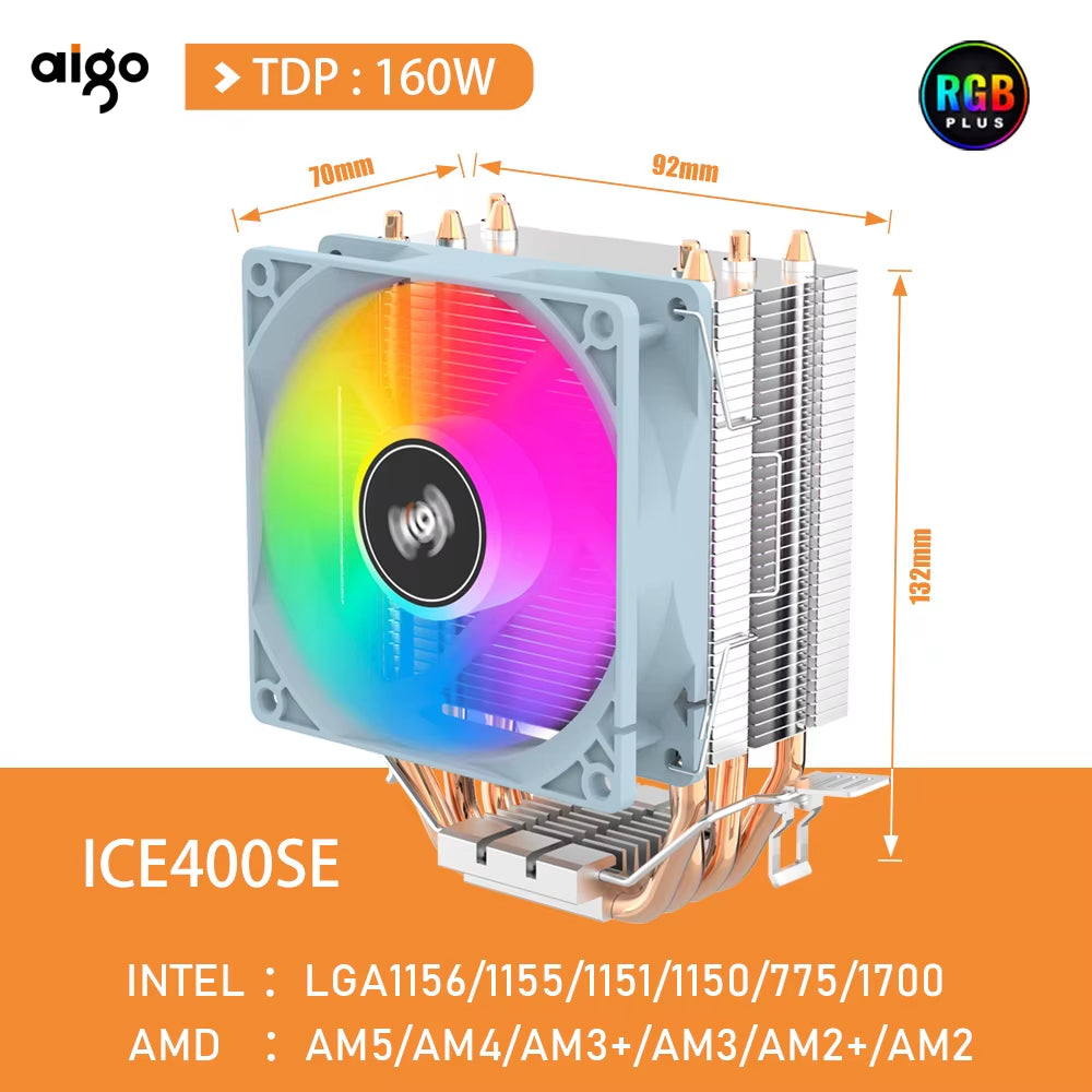CPU Cooler 2 4 6 Heat Pipes PC Radiator Cooling 3PIN PWM Silent Rgb Fan for Intel 1700 1150 1155 1156 1366 AM2/AM3/AM4 AMD