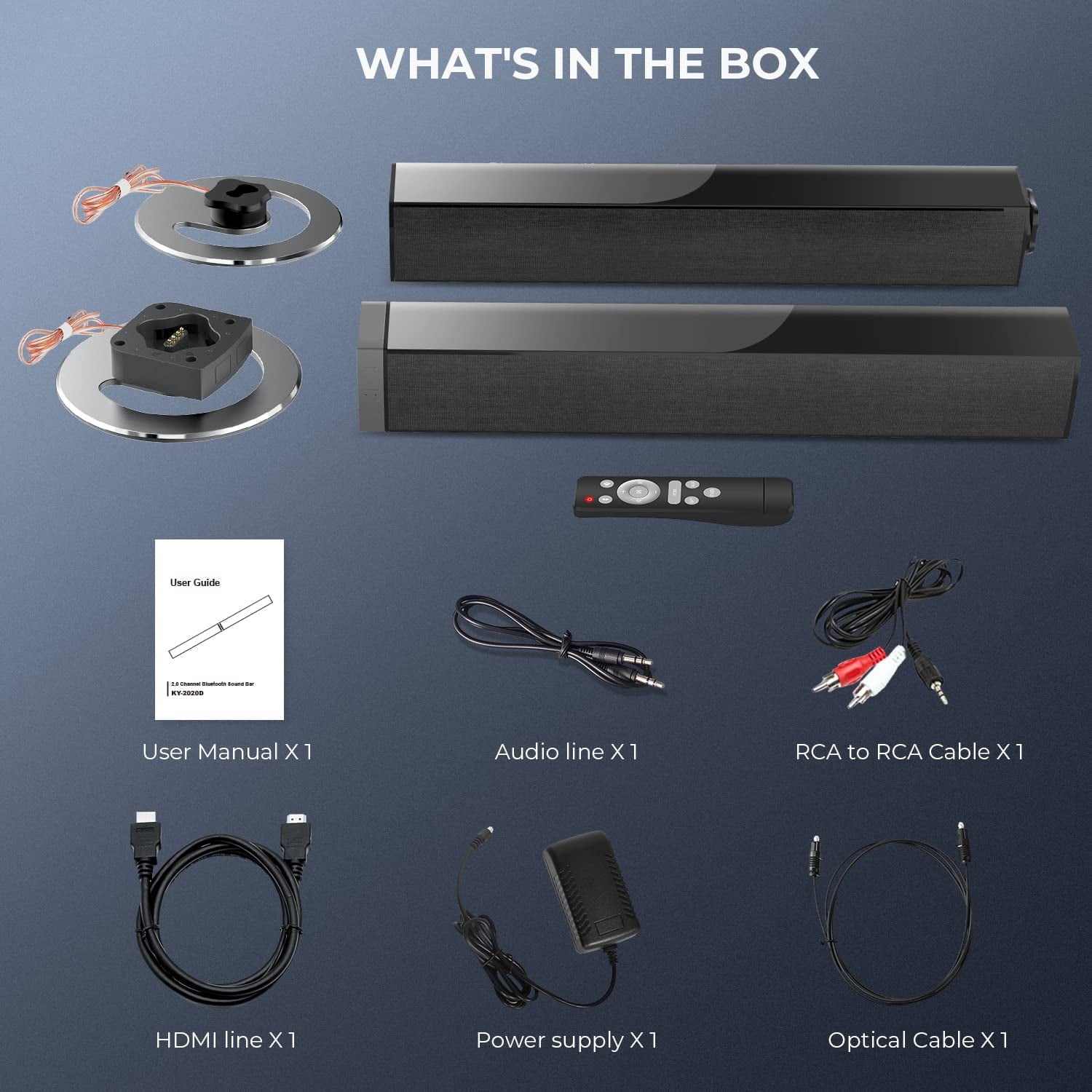 Bluetooth Sound Bar for TV, 50W Sound Bar with 4 Drivers and Remote Control, Home Audio TV Speakers Sound Bar with Arc/Optical/Aux Connect
