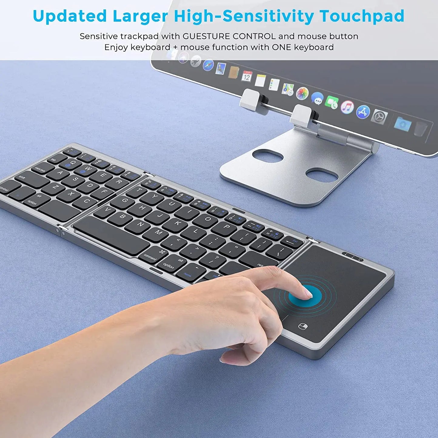 Foldable Wireless Bluetooth Keyboard Rechargeable Folding Portable Keyboard