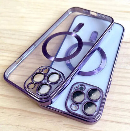 Magsafe with Lens Glass Case for Iphone 17 Pro Max 16Pro 17E 15 14 13 12 SE 2022