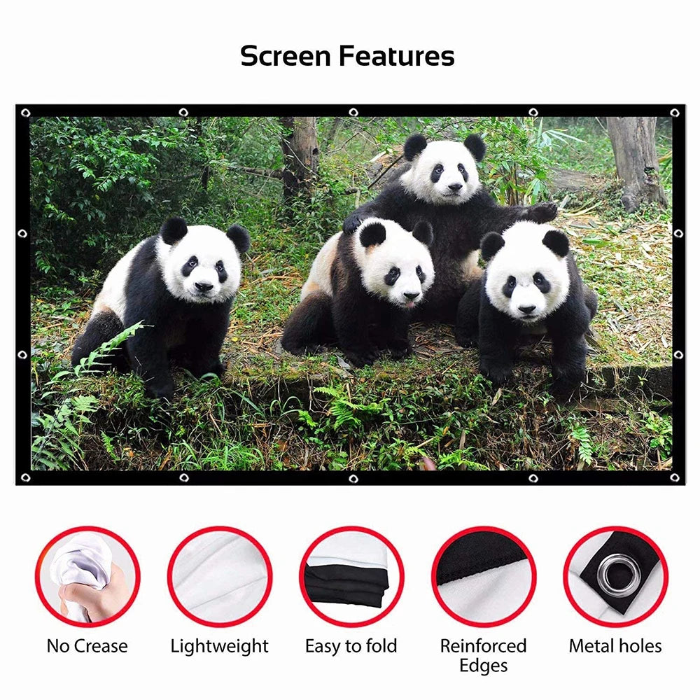 Projection Screen Portable Projector Screen 100 Inch 120 Inch 150 Inch 16:9,Outdoor Movie Screen for Travel Home Theater
