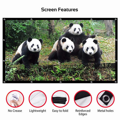 Projection Screen Portable Projector Screen 100 Inch 120 Inch 150 Inch 16:9,Outdoor Movie Screen for Travel Home Theater