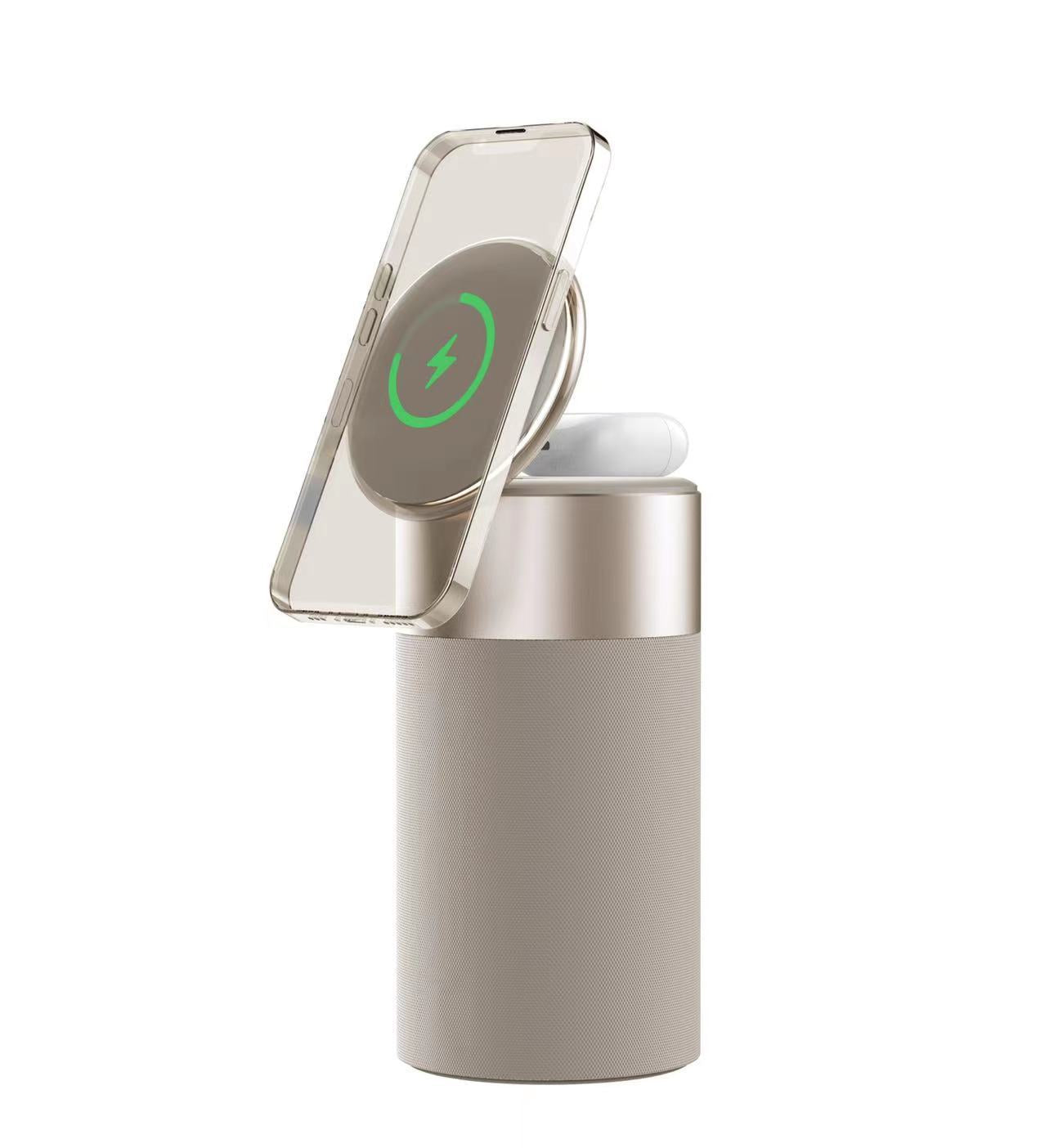 3 in 1 Multi-Function Iphone and Airpods Wireless Charger Portable Bluetooth Speaker with Touch Lamp for Home and Office